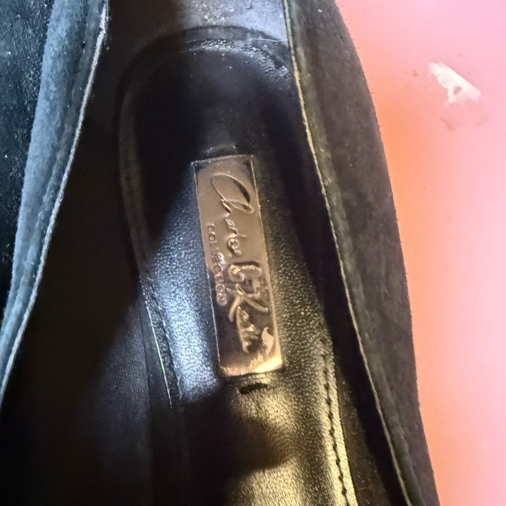 Charles & Keith Collection Black Suede Flats Faux Fur Trim size 8 - Picture 6 of 9